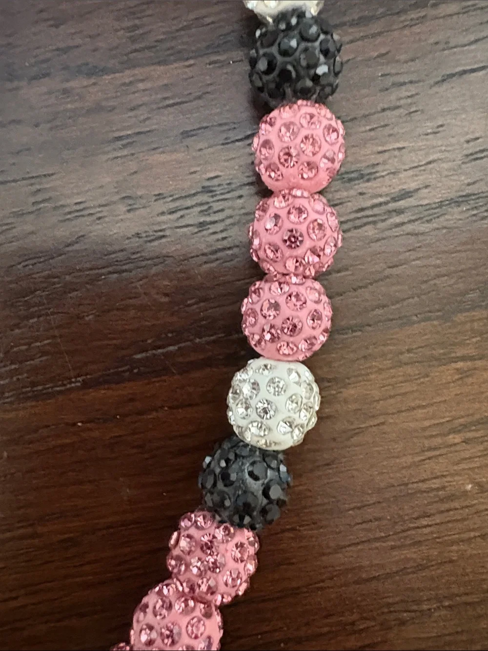Sparkling Pink, Black & White Beaded Necklace